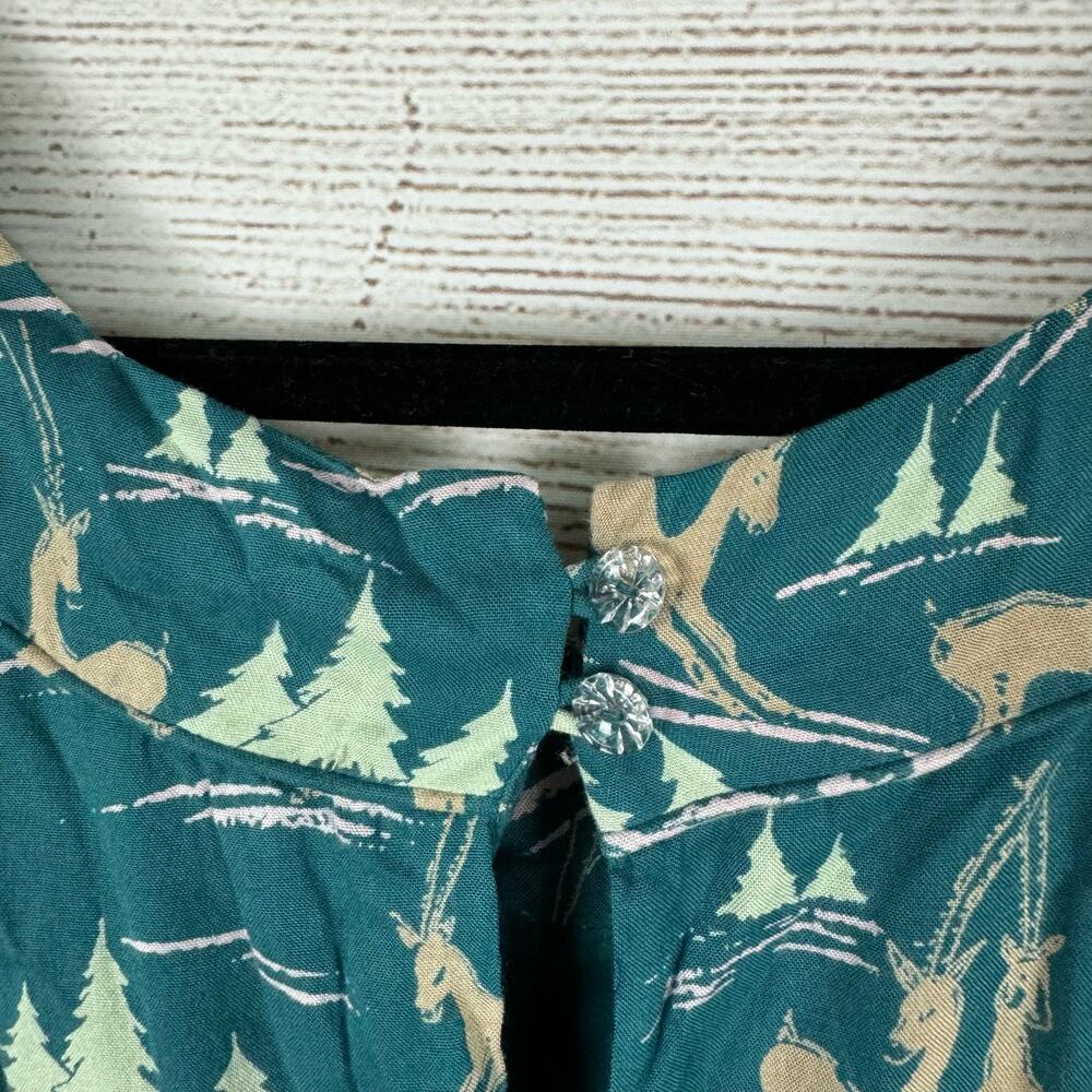 Teal Print Fit-and-Flare Dress - Brand Unknown - Picture 8 of 10